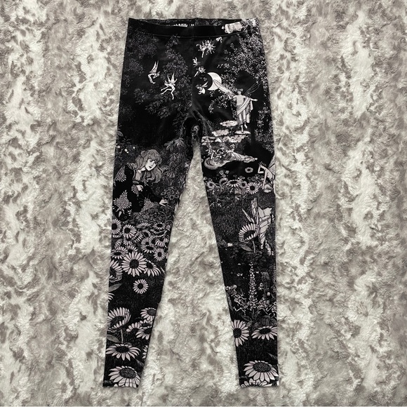 Blackmilk Pants - BlackMilk William Heath Robinson’s Fairy Tales Velvet HW Leggings